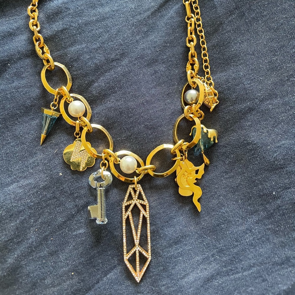 Fragments charm bib necklace
